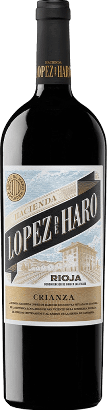 15,95 € | 红酒 Hacienda López de Haro 岁 D.O.Ca. Rioja 拉里奥哈 西班牙 Tempranillo, Grenache, Graciano 瓶子 Magnum 1,5 L