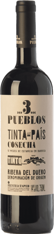 14,95 € Free Shipping | Red wine Díaz Bayo 3 Pueblos Crianza D.O. Ribera del Duero Castilla y León Spain Tempranillo Bottle 75 cl