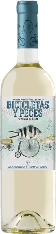 Envio grátis | Vinho branco Family Owned Bicicletas y Peces D.O. Somontano Aragão Espanha Chardonnay 75 cl