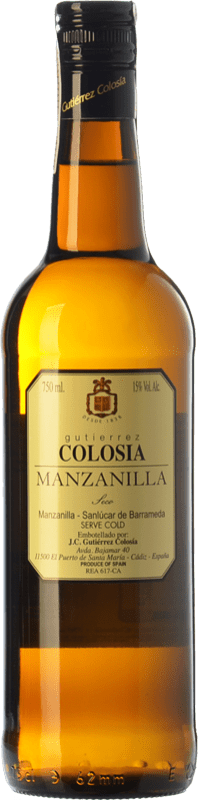 13,95 € | Verstärkter Wein Gutiérrez Colosía D.O. Manzanilla-Sanlúcar de Barrameda Andalusien Spanien Palomino Fino 75 cl