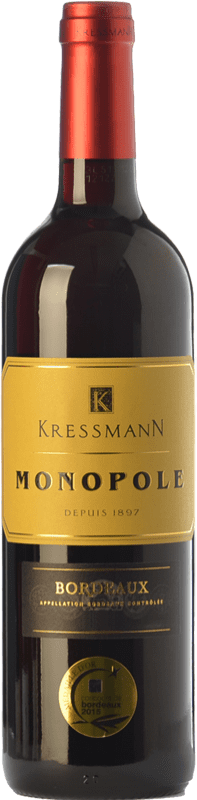 7,95 € | Red wine Kressmann Monopole Rouge Crianza A.O.C. Bordeaux Supérieur Bordeaux France Merlot, Cabernet Sauvignon Bottle 75 cl