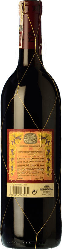 36,95 € Free Shipping | Red wine López de Heredia Viña Tondonia Reserva D.O.Ca. Rioja The Rioja Spain Tempranillo, Grenache, Graciano, Mazuelo Bottle 75 cl