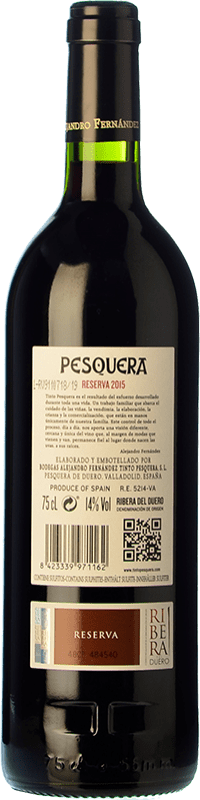 41,95 € Free Shipping | Red wine Pesquera Reserva D.O. Ribera del Duero Castilla y León Spain Tempranillo Bottle 75 cl