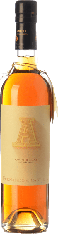 Free Shipping | Fortified wine Fernando de Castilla Antique Amontillado D.O. Manzanilla-Sanlúcar de Barrameda Andalusia Spain Palomino Fino Medium Bottle 50 cl