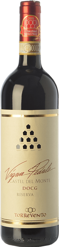 13,95 € Free Shipping | Red wine Torrevento Vigna Pedale Reserva D.O.C.G. Castel del Monte Rosso Riserva Puglia Italy Nero di Troia Bottle 75 cl