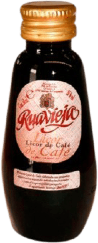 3,95 € Envio grátis | Aguardente Orujo Rua Vieja Licor de Café Ruavieja Garrafa Miniatura 5 cl