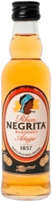 Envío gratis | Ron Bardinet Negrita Añejo República Dominicana Botellín Miniatura 5 cl