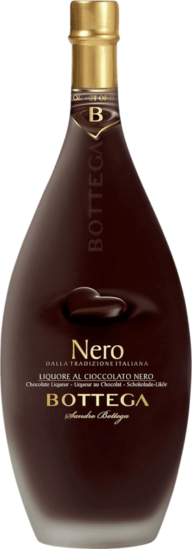 12,95 € | Sahnelikör Bottega Nero — Schwarz Italien Medium-Flasche 50 cl Dark Chocolate — Zartbitterschokolade