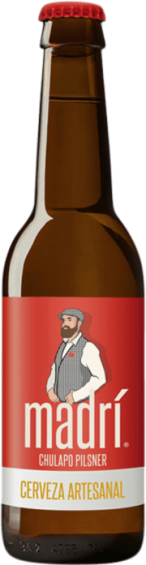 Kostenloser Versand | 24 Einheiten Box Bier La Sagra Madrí Chulapo Drittel-Liter-Flasche 33 cl