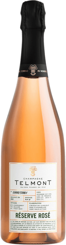 Envoi gratuit | Rosé mousseux Telmont Rosé Réserve A.O.C. Champagne Champagne France Pinot Noir, Chardonnay, Pinot Meunier 75 cl