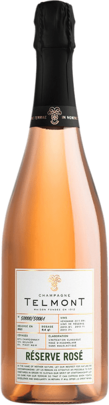 Free Shipping | Rosé sparkling Telmont Rosé Reserve A.O.C. Champagne Champagne France Pinot Black, Chardonnay, Pinot Meunier 75 cl