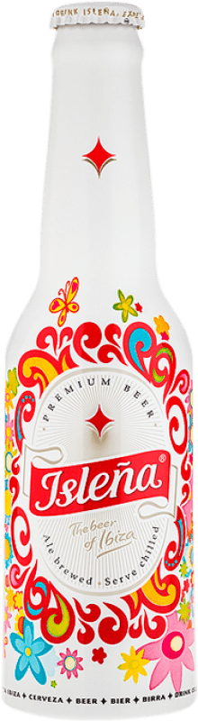 送料無料 | 24個入りボックス ビール Isleña スペイン 3分の1リットルのボトル 33 cl