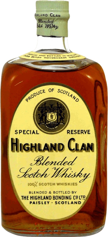 Kostenloser Versand | Whiskey Blended Highland Bonding Clan Special Sammlerexemplar aus den 1970er Jahren Reserve Großbritannien 75 cl