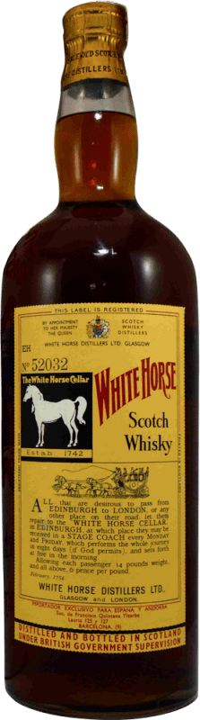 Envoi gratuit | Blended Whisky White Horse Spécimen de Collection années 1970's Royaume-Uni 75 cl