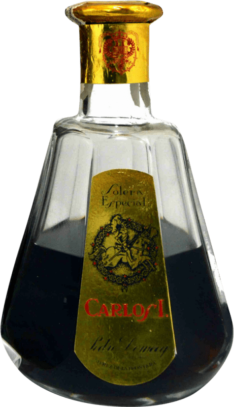 Envoi gratuit | Brandy Pedro Domecq Fundador Carlos I con Estuche 1970's Solera, Spécial Royaume-Uni 75 cl Objet de Collection Non Destinée à la Consommation