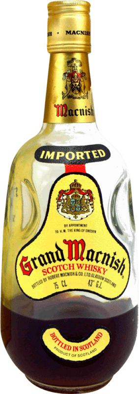 10,95 € | Whisky Blended Grand Macnish Botella muy Mermada 1970's Reino Unido 75 cl Ejemplar Coleccionista No Apto para Consumo