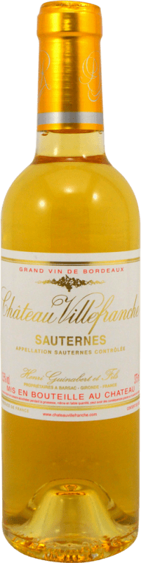 Envio grátis | Vinho branco Henri Guinalbert Château Villefranche A.O.C. Sauternes França Sauvignon Branca, Sémillon, Mascate Meia Garrafa 37 cl