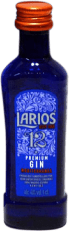 27,95 € Envio grátis | Caixa de 20 unidades Genever Gin Larios 12 Botánicos Premium, Mediterranean — Mediterrânica Garrafinha Miniatura 5 cl Flor de Azahar — Flor de Laranjeira