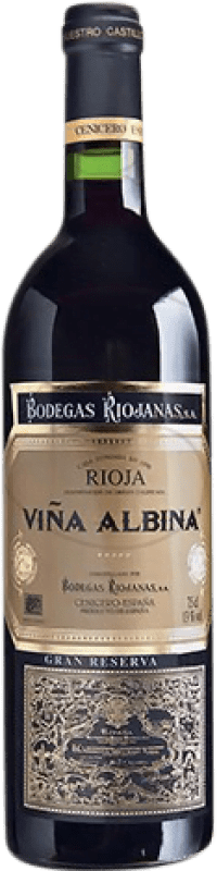 24,95 € | 红酒 Bodegas Riojanas Viña Albina 大储备 D.O.Ca. Rioja 拉里奥哈 西班牙 Tempranillo, Graciano, Mazuelo, Carignan 瓶子 Magnum 1,5 L
