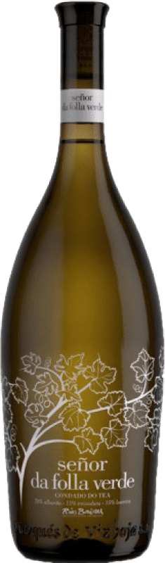 28,95 € Envío gratis | Vino blanco Marqués de Vizhoja Señor da Folla Verde Joven D.O. Rías Baixas Botella Magnum 1,5 L