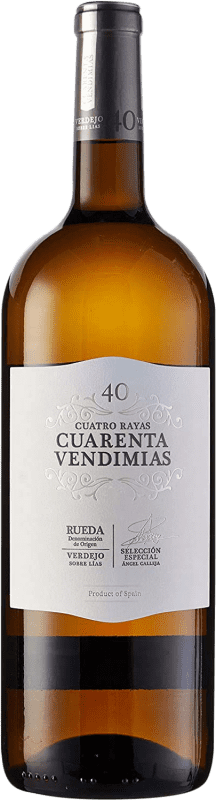 14,95 € | 白酒 Cuatro Rayas Cuarenta Vendimias 年轻的 D.O. Rueda 卡斯蒂利亚莱昂 西班牙 Verdejo 瓶子 Magnum 1,5 L