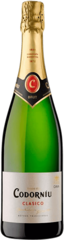 Envoi gratuit | Blanc mousseux Codorníu Clásico Brut Nature Jeune D.O. Cava Catalogne Espagne Macabeo, Xarel·lo, Parellada 75 cl