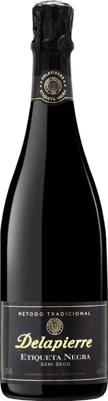 Free Shipping | White sparkling Codorníu Delapierre Etiqueta Negra Semi-Dry Semi-Sweet D.O. Cava Catalonia Spain Macabeo, Xarel·lo, Parellada 75 cl