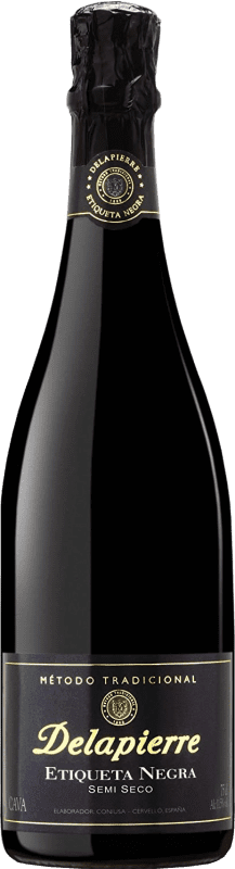 Envoi gratuit | Vin Mousseux Blanc Codorníu Delapierre Semiseco — Demi-Sec Black — Édition Noire D.O. Cava Catalogne Espagne Macabeo — Macabeu, Xarel·lo, Parellada 75 cl