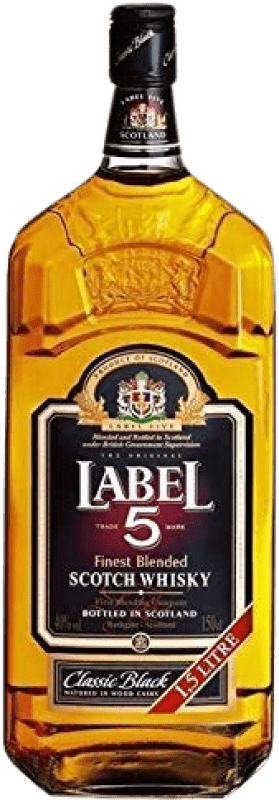 23,95 € | 威士忌混合 Bardinet Label 英国 5 岁 瓶子 Magnum 1,5 L