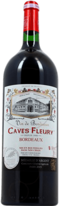 Бесплатная доставка | Красное вино Les Caves Fleury старения A.O.C. Bordeaux Франция Merlot, Cabernet Sauvignon бутылка Магнум 1,5 L