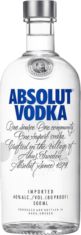 19,95 € Envio grátis | Vodca Absolut Garrafa Medium 50 cl