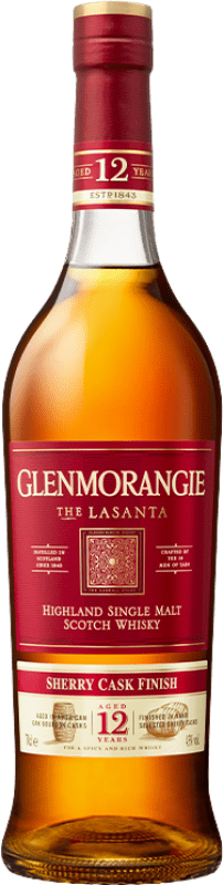 免费送货 | 威士忌单一麦芽威士忌 Glenmorangie The Lasanta Sherry Cask Finish 英国 12 岁 70 cl