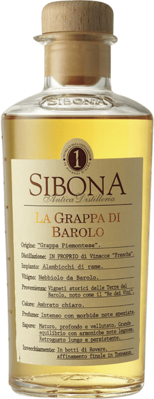 36,95 € Envío gratis | Grappa Sibona D.O.C.G. Barolo Botella Medium 50 cl