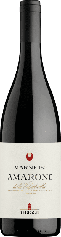 Free Shipping | Red wine Tedeschi Marne 180 D.O.C.G. Amarone della Valpolicella Veneto Italy Corvina, Rondinella, Corvinone, Oseleta, Negrara 75 cl