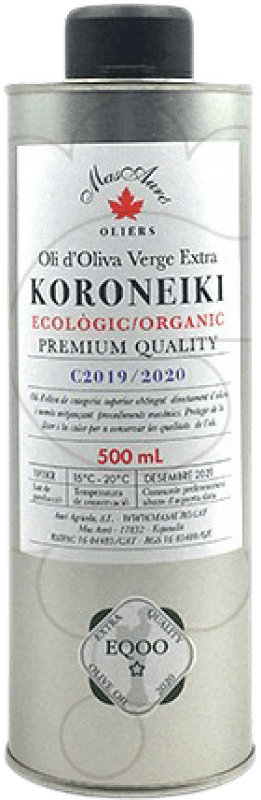 Kostenloser Versand | Olivenöl Mas Auró Ecológic D.O. Empordà Katalonien Spanien Koroneiki Alu-Dose 50 cl