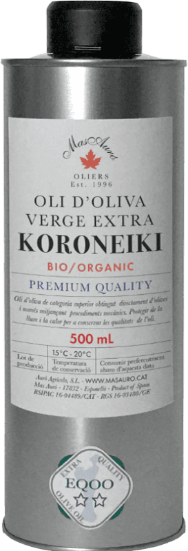 Kostenloser Versand | Olivenöl Mas Auró E-NOL Extra Nativ D.O. Empordà Katalonien Spanien Koroneiki Eco — Biologisch Dose 50 cl