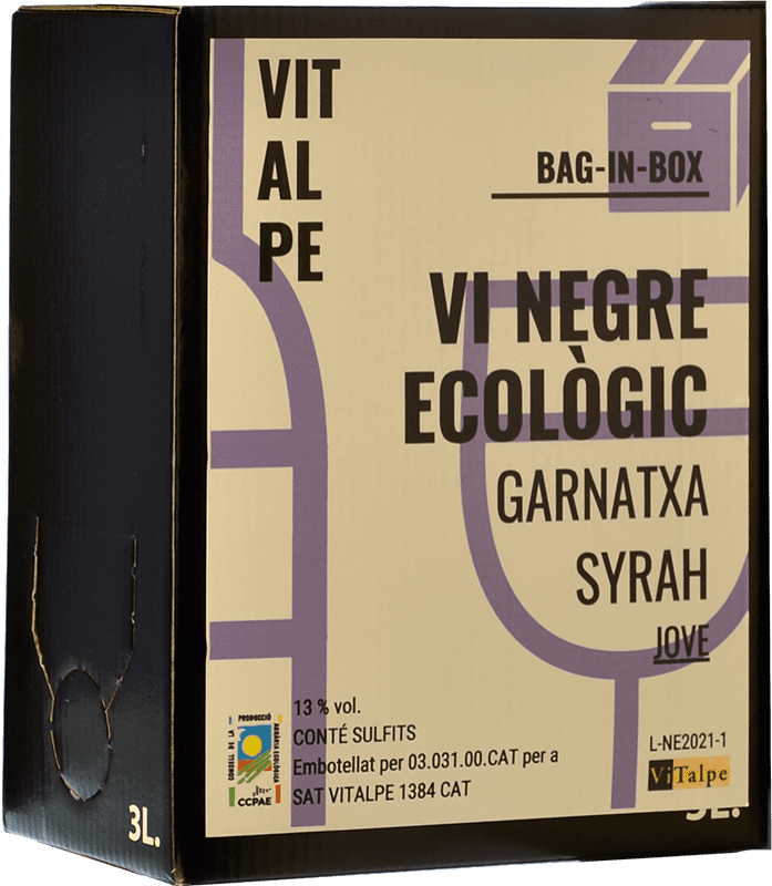 Free Shipping | Red wine Vitalpe Doll Diví Garnatxa Syrah Spain Syrah, Grenache Bag in Box 3 L