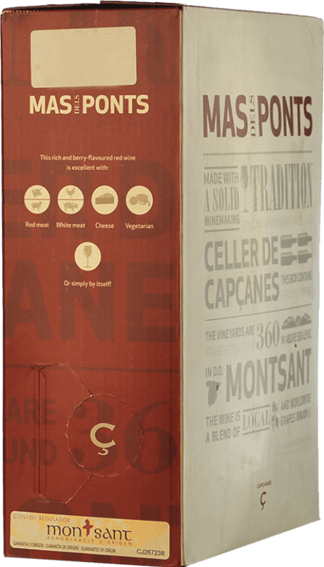 Бесплатная доставка | Красное вино Celler de Capçanes Mas dels Ponts D.O. Montsant Каталония Испания Merlot — Мерло, Garnacha — Гренаш, Cabernet Sauvignon — Каберне Совиньон, Samsó — Самсо Bag in Box — вино в коробке 3 L