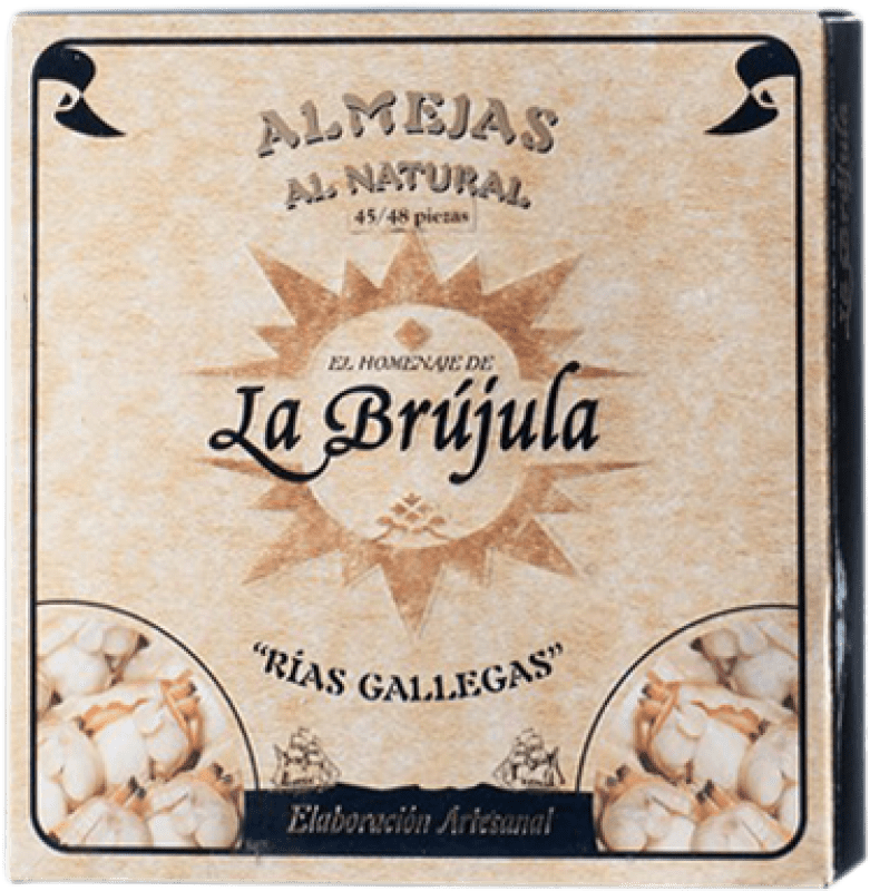 45,95 € Envio grátis | Conservas de Marisco La Brújula Almeja al Natural 45/50 Peças