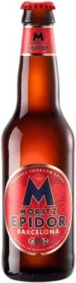 Envio grátis | Caixa de 12 unidades Cerveja Moritz Epidor Catalunha Espanha Garrafa Terço 33 cl