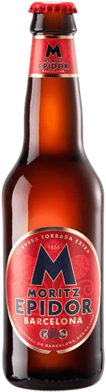 23,95 € Envio grátis | Caixa de 12 unidades Cerveja Moritz Epidor Garrafa Terço 33 cl