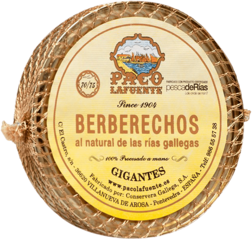 32,95 € Envoi gratuit | Conserves de Fruits de Mer Conservera Gallega Paco Lafuente Berberechos Gigantes 70/75 Pièces