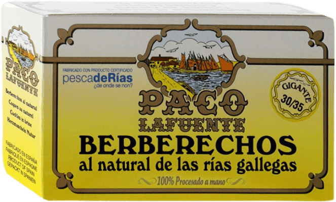 13,95 € Envío gratis | Conservas de Marisco Conservera Gallega Paco Lafuente Berberechos 30/35 Piezas