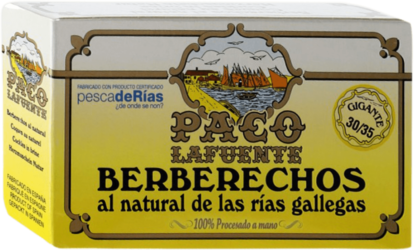 14,95 € Envio grátis | Conservas de Marisco Conservera Gallega Paco Lafuente Berberechos 30/35 Peças