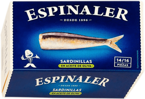 3,95 € Envío gratis | Conservas de Pescado Espinaler Sardinillas en Aceite de Oliva 14/16 Piezas