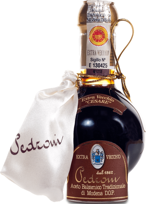 Spedizione Gratuita | Aceto Pedroni Cesare Balsamico Tradizionale di Modena Italia Trebbiano 50 Anni Bottiglia Miniatura 10 cl