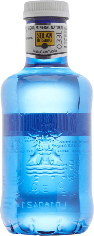 16,95 € Envio grátis | Caixa de 36 unidades Água Solán de Cabras Mineral Natural Garrafinha Terço 33 cl PET