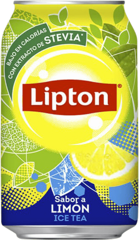 36,95 € Бесплатная доставка | Коробка из 24 единиц Безалкогольные напитки Lipton Жестяная банка 33 cl Limón — Лимон, Tea — Чай