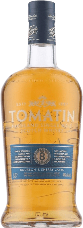 34,95 € | Single Malt Whisky Tomatin 8 Bourbon & Sherry Casks Royaume-Uni 1 L