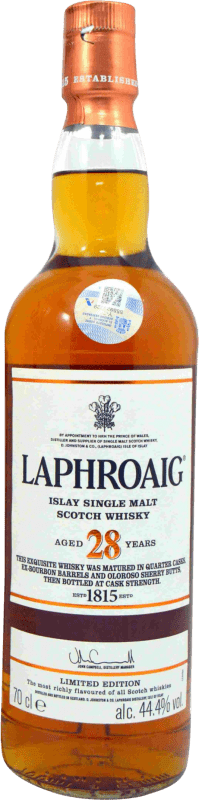 524,95 € Spedizione Gratuita | Whisky Single Malt Laphroaig Edizione Limitata 28 Anni